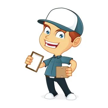 Delivery man holding a package Stock Illustration