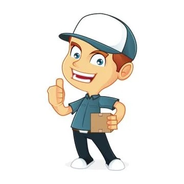 Delivery man holding a package 스톡 일러스트