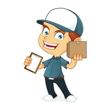 Delivery man holding a package Stock Illustration