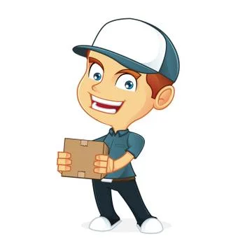 Delivery man holding a package Stock Illustration