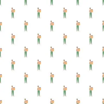Delivery man holding package seamless pattern Stock Illustration