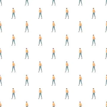 Delivery man holding package seamless pattern イラスト素材