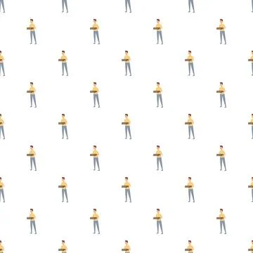 Delivery man holding package seamless pattern Illustrazione stock