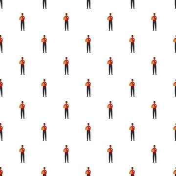 Delivery man holding package seamless pattern Stock Illustration
