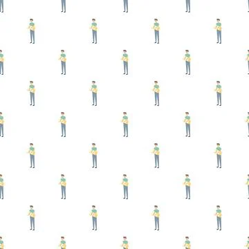 Delivery man holding package seamless pattern background Illustrazione stock