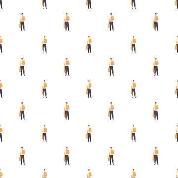Delivery man holding package seamless pattern background 스톡 일러스트