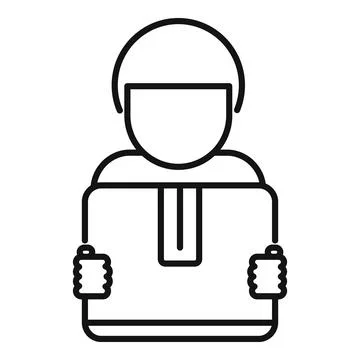 Delivery man is holding a package while wearing a winter jacket Stock Illustration