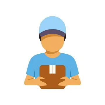 Delivery man holding parcel box flat icon Illustrazione stock