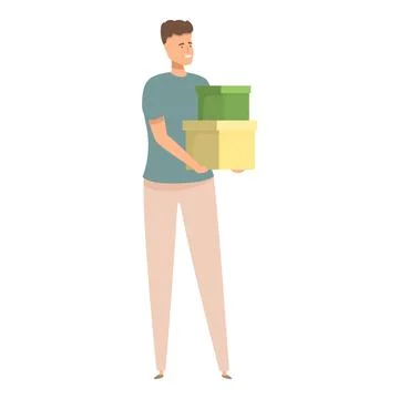 Delivery man holding parcel package smiling courier delivering order Stock Illustration