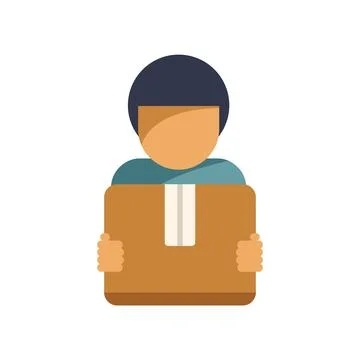 Delivery man holding parcel package with care using both hands Illustrazione stock
