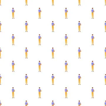 Delivery man holding parcel seamless pattern Illustrazione stock