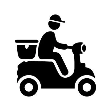 Delivery man icon, black vector graphics Stock Illustration