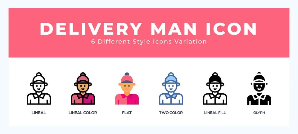 Delivery man icon in filled. thin line. outline stroke and flat style. イラスト素材
