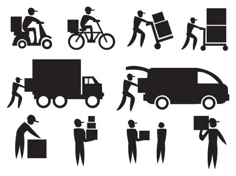 Delivery Man Icon Set Stock Illustration