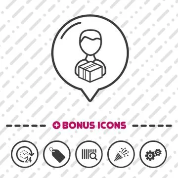 Delivery Man Icon thin line Bonus Icons. Eps10 Vector. Stock Illustration