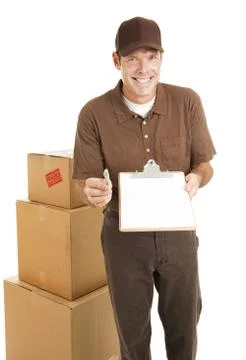 Delivery Man With Message Stock Photos