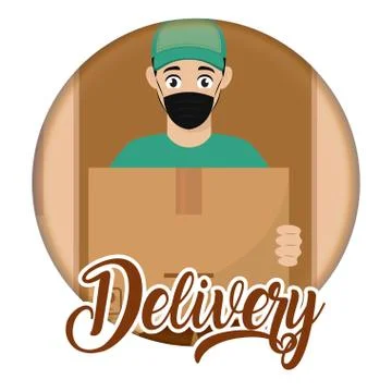 Delivery man with a package Stock Illustration