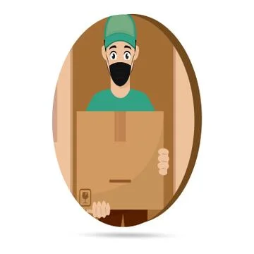 Delivery man with a package Stock Illustration