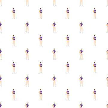 Delivery man with package seamless pattern background Stock Illustration