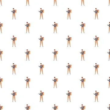 Delivery man with package seamless pattern Stock Illustration