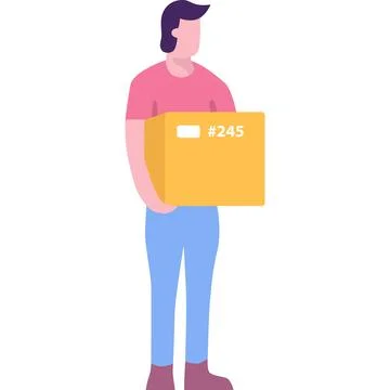 Delivery man with package vector postman icon Stock Illustration