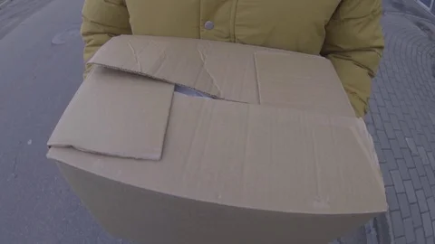 Delivery man with parcel for customer Stock Footage 99608860