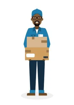 Delivery man with parcel. Stockillustratie