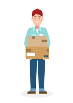 Delivery man with parcel. Stock Illustration