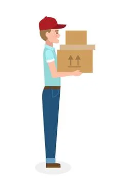 Delivery man with parcel. Illustrazione stock