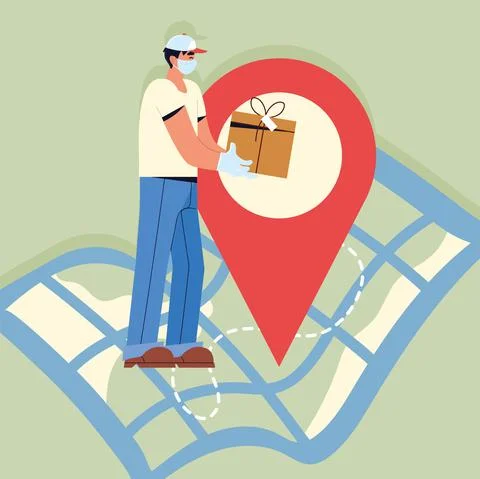 Delivery man parcel イラスト素材