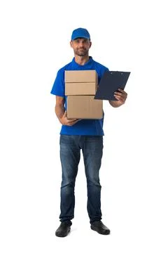 Delivery man with parcels Stock Photos