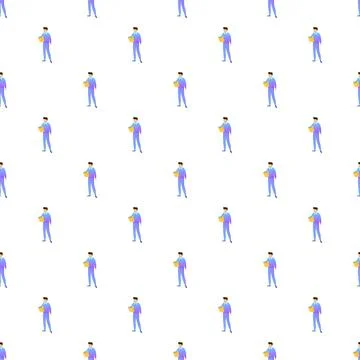 Delivery man pattern carrying box seamless background Stockillustratie