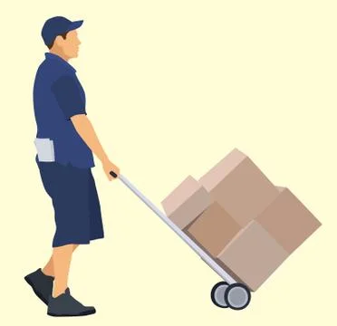 Delivery Man Pushing Stock Illustration