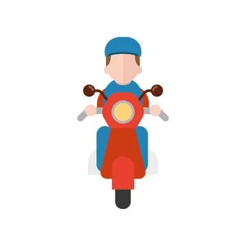Delivery man on red scooter. Vector Stock Illustration