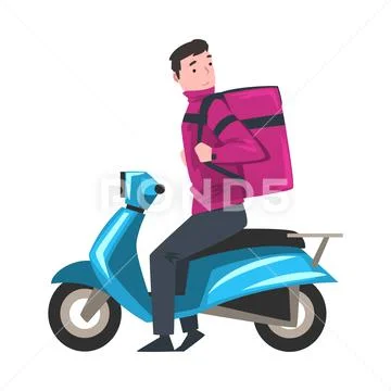 Shipping Fast Delivery Man Riding Motorcycle Icon Symbol