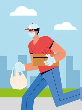 Delivery man running Stock Illustration