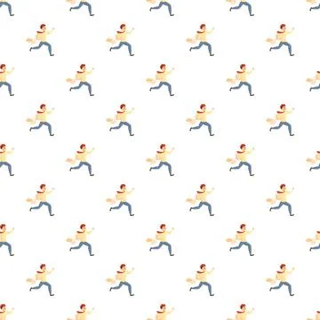 Delivery man running with package seamless pattern 库存插图