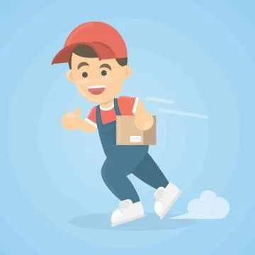 Delivery man runs. Stock Illustration