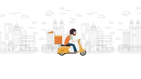 Delivery Man On A Scooter Stock-Footage 207860548