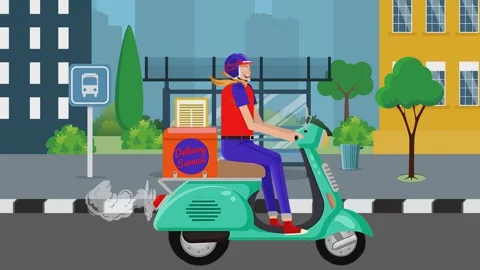 Delivery Man on Scooter Stock Footage 278673917