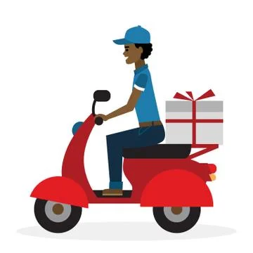 Delivery man on scooter. Illustrazione stock