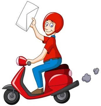 Delivery man on scooter Illustrazione stock