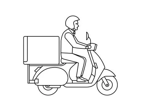 Delivery man on scooter Stock Illustration