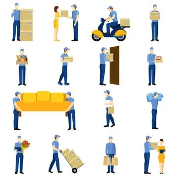 Delivery Man Set Stock Illustration