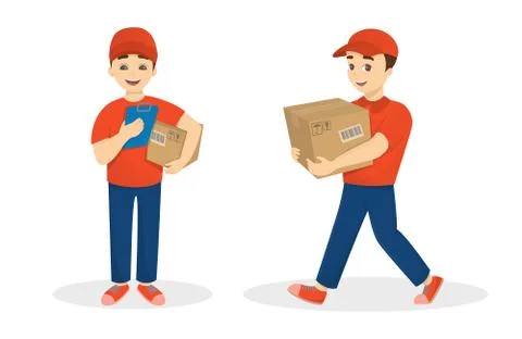 Delivery man set. Illustration