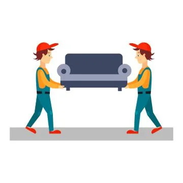 Delivery Man with Sofa, Vector Illustration Stock Illustration