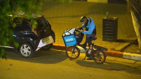 Delivery man of take a rest at night Video stock 128209264