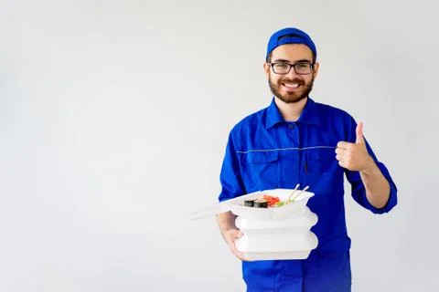 Delivery man thumbs up Stock Photos