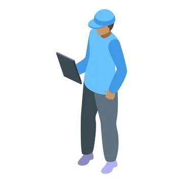 Delivery man using tablet for fast delivering and shipping service Stock Illustration