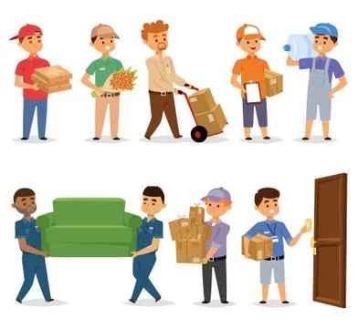 Delivery man vector set Stock Illustration